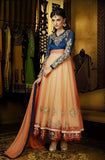Orange & Blue Embroidered Designer Anarkali Suit-Saira's Boutique