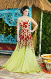 Light Green Designer Net Evening Gown-Saira's Boutique
