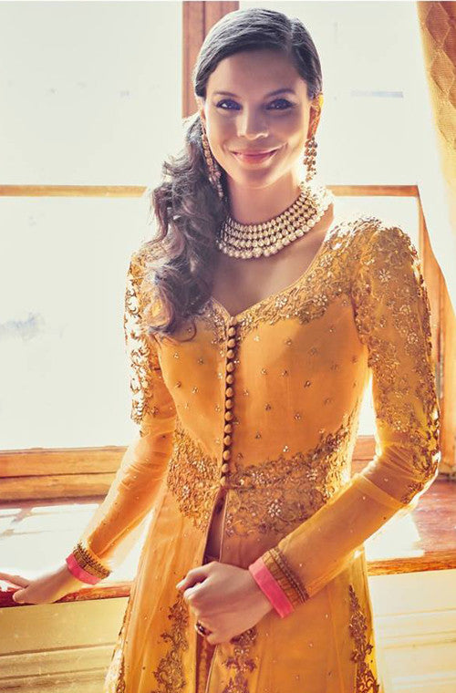 Orange & Pink Designer Heavy Embroidered Bridal Anarkali Suit-Saira's Boutique
