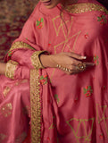 Antique Pink Designer Embroidered Party Wear Palazzo Suit-Saira's Boutique