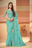 Aquamarine Blue Designer Embroidered Silk Wedding Saree-Saira's Boutique