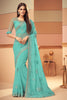 Aquamarine Blue Designer Embroidered Silk Wedding Saree-Saira's Boutique
