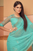 Aquamarine Blue Designer Embroidered Silk Wedding Saree-Saira's Boutique