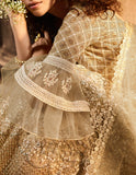 Beige Gold Designer Heavy Embroidered Net Wedding & Bridal Lehenga-Saira's Boutique