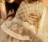 Beige Gold Designer Heavy Embroidered Net Wedding & Bridal Lehenga-Saira's Boutique
