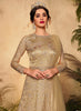 Beige Gold Designer Heavy Embroidered Wedding Anarkali Gown-Saira's Boutique