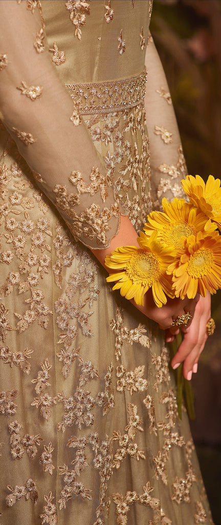 Kalyan Silks - Golden Color Net #Gown (Rs5,495) @ #kalyansilks.com Shop  Online: https://bit.ly/2EaEv9P | Facebook