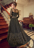 Black Designer Heavy Embroidered Net Wedding Anarkali Gown-Saira's Boutique