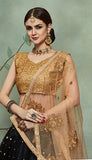Black & Gold Designer Heavy Embroidered Net Wedding Lehenga Choli-Saira's Boutique