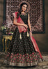Black & Pink Designer Jacquard Silk Party Wear Anarkali Gown-Saira's Boutique