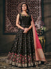 Black & Pink Designer Jacquard Silk Party Wear Anarkali Gown-Saira's Boutique