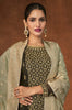 Black & Taupe Designer Embroidered Georgette Palazzo Suit-Saira's Boutique