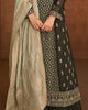 Black & Taupe Designer Embroidered Georgette Palazzo Suit-Saira's Boutique