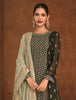 Black & Taupe Designer Embroidered Georgette Palazzo Suit-Saira's Boutique