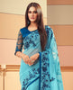 Blue Designer Embroidered Silk Party Wear Saree-Saira's Boutique