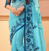 Blue Designer Embroidered Silk Party Wear Saree-Saira's Boutique