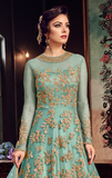 Blue Designer Heavy Embroidered Net Bridal Anarkali Gown-Saira's Boutique