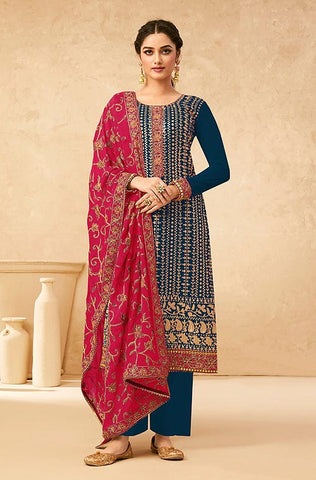 Burgundy Pink Designer Embroidered Jacquard Party Wear Pant Suit