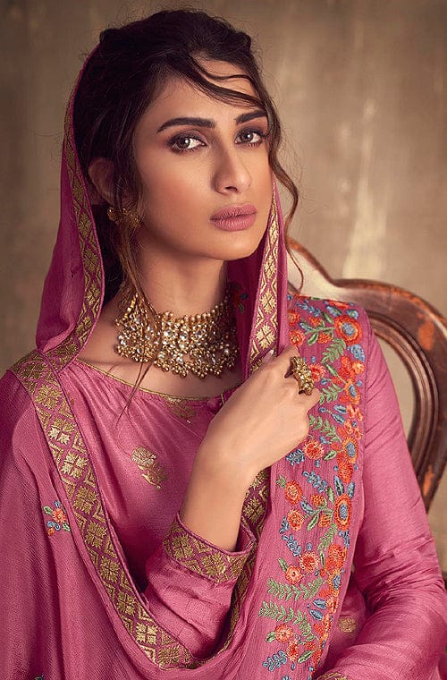 Blush Pink Designer Embroidered Party Wear Palazzo Suit-Saira's Boutique