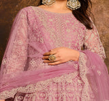 Blush Pink Designer Heavy Embroidered Net Anarkali Suit-Saira's Boutique