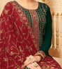 Bottle Green & Ruby Red Designer Embroidered Pant Suit-Saira's Boutique