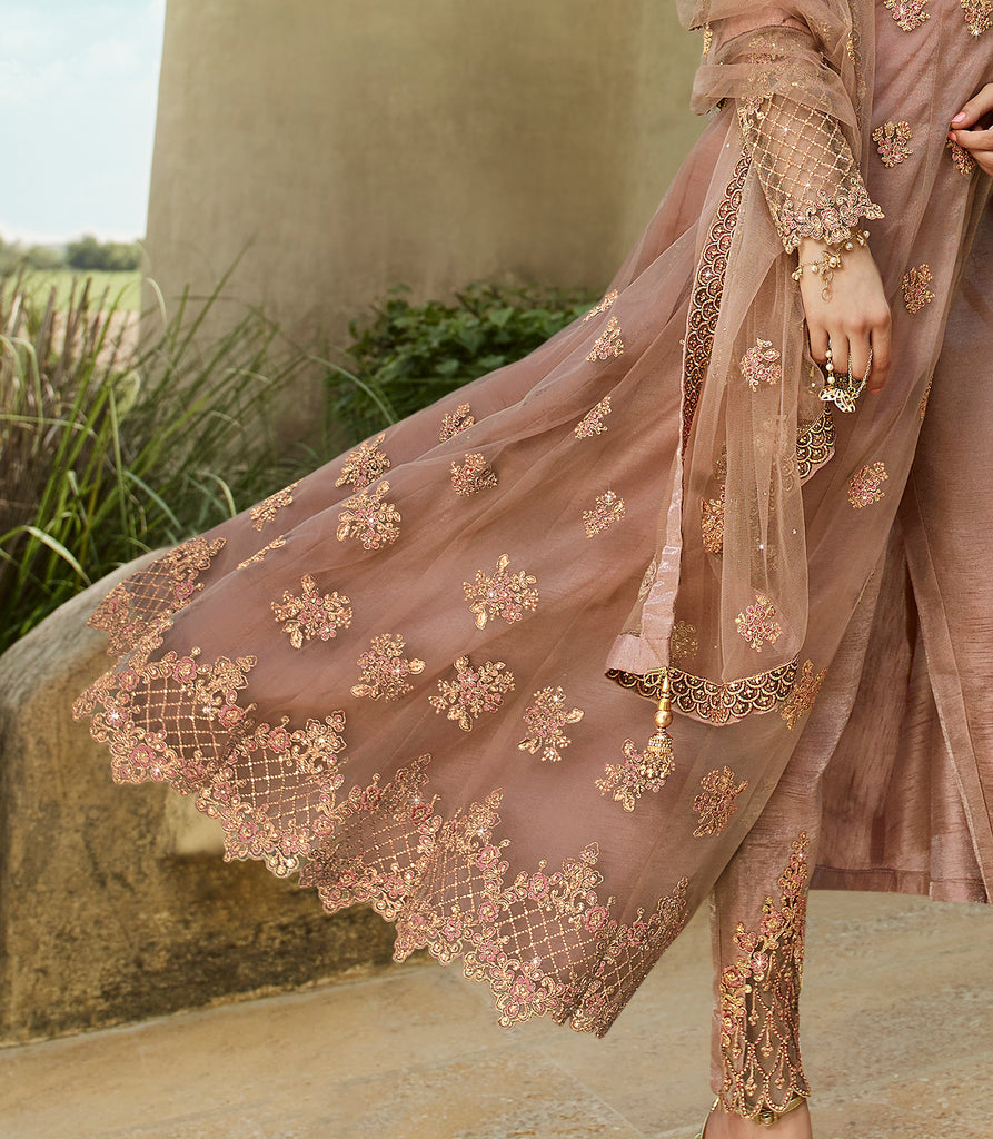 Brandy Rose Designer Embroidered Net Wedding Lehenga Style Anarkali-Saira's Boutique