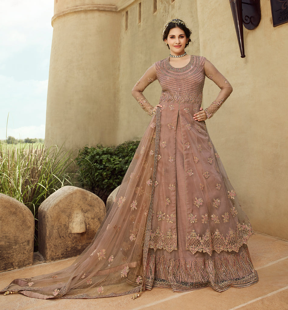 Brandy Rose Designer Embroidered Net Wedding Lehenga Style Anarkali-Saira's Boutique