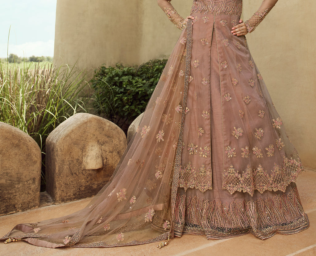 Brandy Rose Designer Embroidered Net Wedding Lehenga Style Anarkali-Saira's Boutique