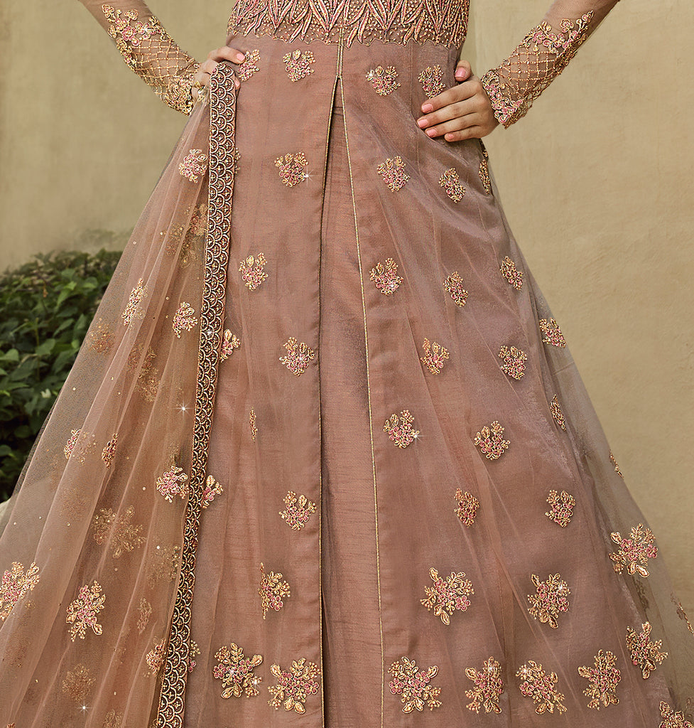 Brandy Rose Designer Embroidered Net Wedding Lehenga Style Anarkali-Saira's Boutique