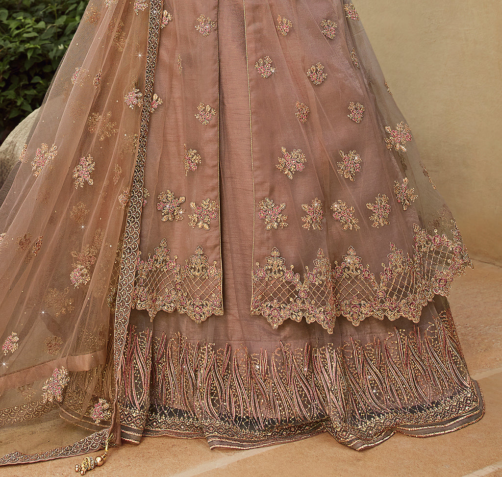 Brandy Rose Designer Embroidered Net Wedding Lehenga Style Anarkali-Saira's Boutique