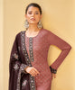 Brandy Rose & Mahogany Brown Designer Embroidered Party Wear Pant Suit-Saira's Boutique