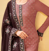 Brandy Rose & Mahogany Brown Designer Embroidered Party Wear Pant Suit-Saira's Boutique