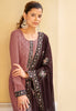 Brandy Rose & Mahogany Brown Designer Embroidered Party Wear Pant Suit-Saira's Boutique