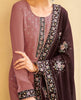 Brandy Rose & Mahogany Brown Designer Embroidered Party Wear Pant Suit-Saira's Boutique