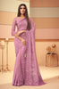 Bright Mauve Rose Designer Embroidered Silk Party Wear Saree-Saira's Boutique