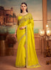 Bright Mustard Yellow Designer Embroidered Silk Party Wear Saree-Saira's Boutique