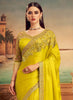 Bright Mustard Yellow Designer Embroidered Silk Party Wear Saree-Saira's Boutique