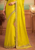 Bright Mustard Yellow Designer Embroidered Silk Party Wear Saree-Saira's Boutique