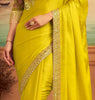 Bright Mustard Yellow Designer Embroidered Silk Party Wear Saree-Saira's Boutique
