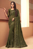 Bronze Olive Designer Embroidered Silk Wedding Saree-Saira's Boutique