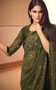 Bronze Olive Designer Embroidered Silk Wedding Saree-Saira's Boutique