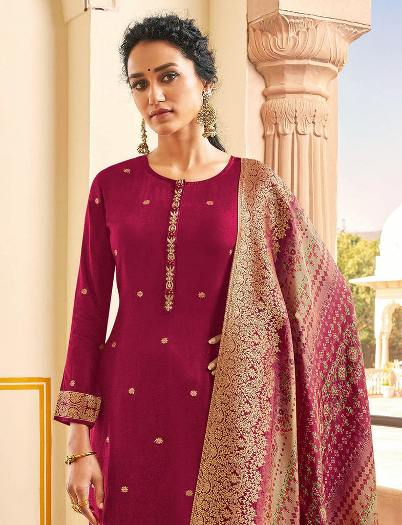Shop Palazzo Salwar Suit - Designer Splendid Maroon Party Style Suit –  Empress Clothing