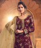 Burgundy & Cream Beige Designer Embroidered Kurti Style Lehenga-Saira's Boutique