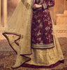 Burgundy & Cream Beige Designer Embroidered Kurti Style Lehenga-Saira's Boutique