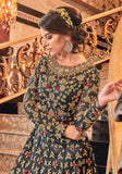 Charcoal Gray Designer Heavy Embroidered Net Bridal Anarkali Gown-Saira's Boutique