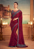 Claret Pink & Gray Designer Embroidered Silk Party Wear Saree-Saira's Boutique