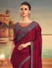 Claret Pink & Gray Designer Embroidered Silk Party Wear Saree-Saira's Boutique