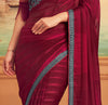 Claret Pink & Gray Designer Embroidered Silk Party Wear Saree-Saira's Boutique