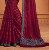 Claret Pink & Gray Designer Embroidered Silk Party Wear Saree-Saira's Boutique