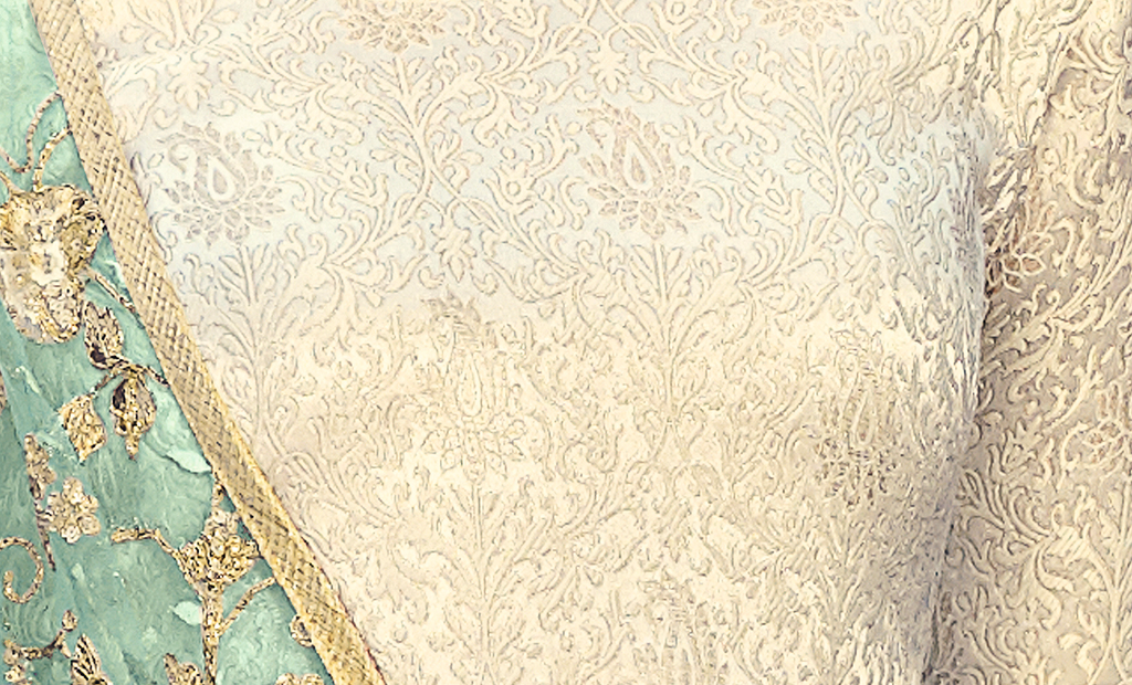 Cream & Green Designer Embroidered Jacquard Churidar Suit-Saira's Boutique